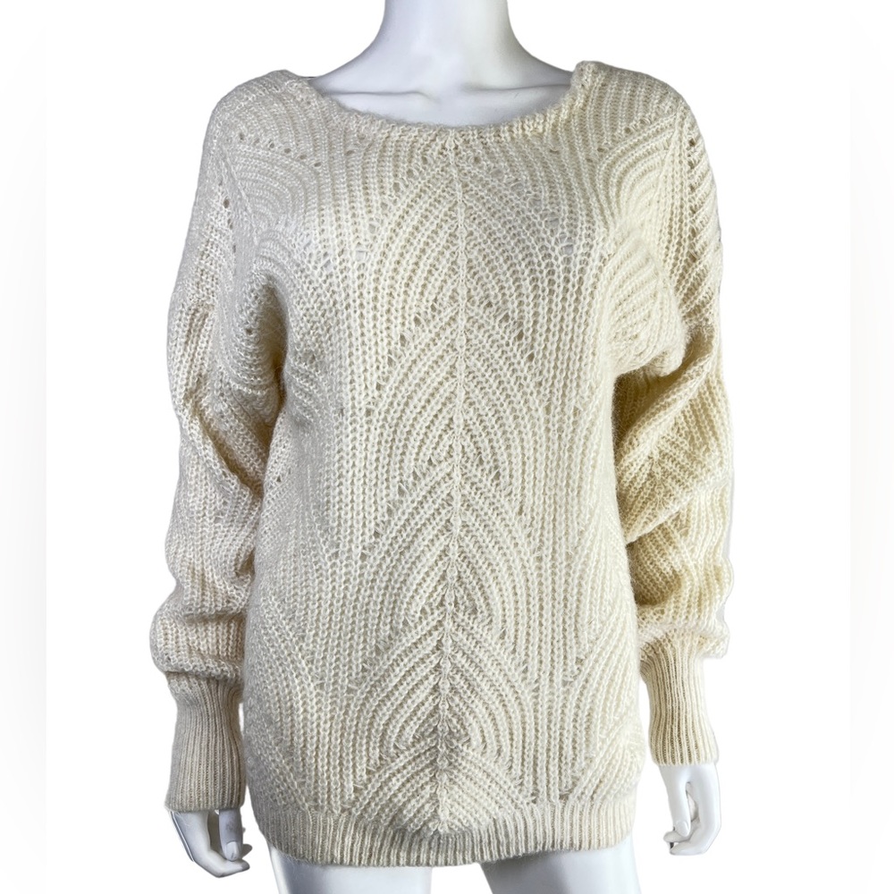 WILFRED Mohair Alpaca Cream Sweater Crochet Medium